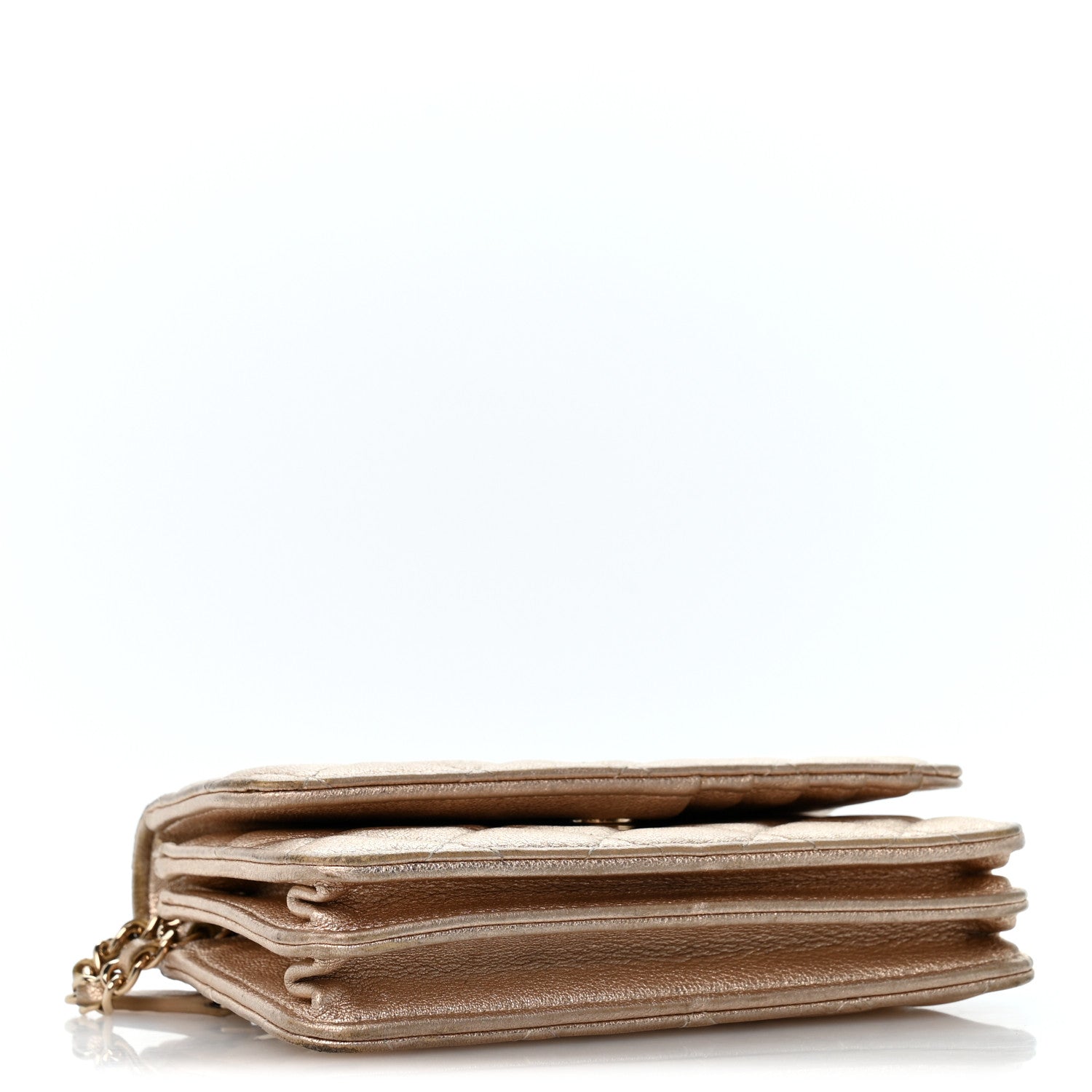 Chanel Metallic Lambskin Quilted Mini Wallet On Chain WOC Gold 4 of 14