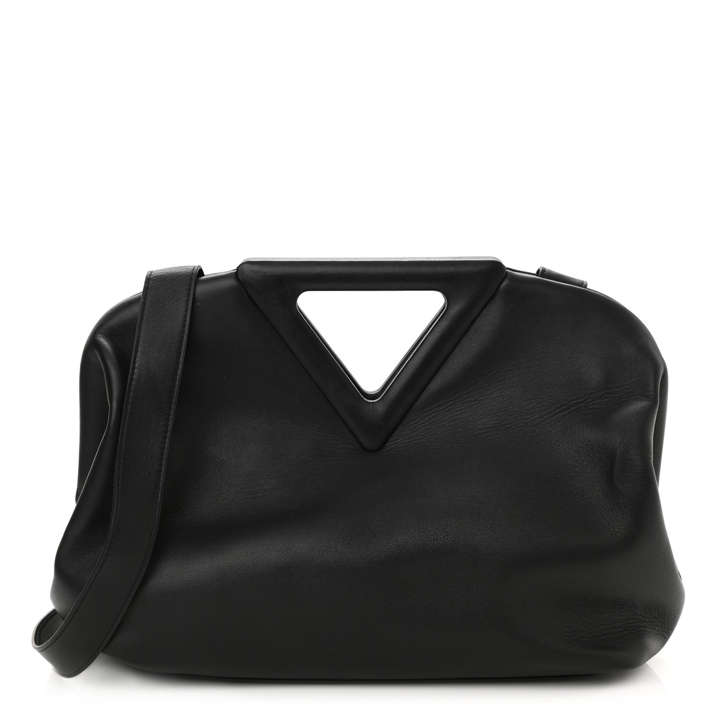 Calfskin Large The Point Triangle Bag Black