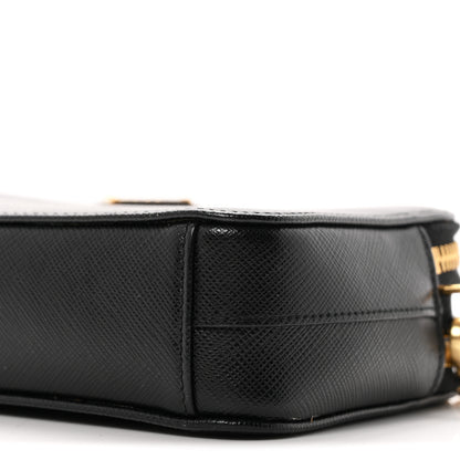 Prada Saffiano Triangle Mini Double Zip Chain Crossbody Bag Black 10 of 10