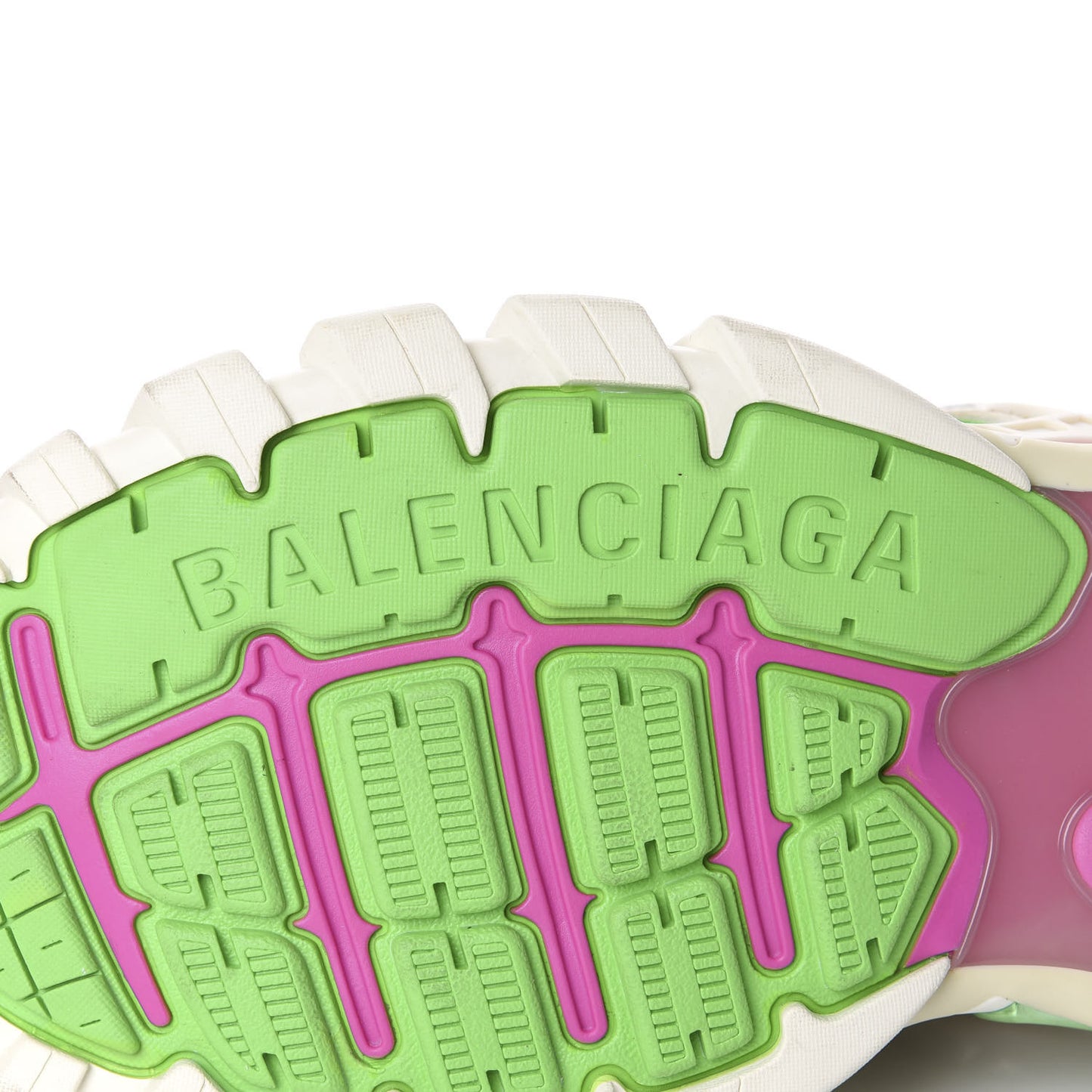Rubber Mesh Bi-Color Mens Track.2 Open Sneakers 45 White Green Pink