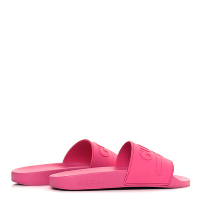 Gucci Rubber Womens Logo Slide Sandals 37 Fuchsia 4 of 8