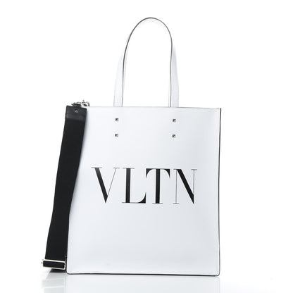 Valentino Garavani Printed Calfskin VLTN Tote Bag White 4 of 11