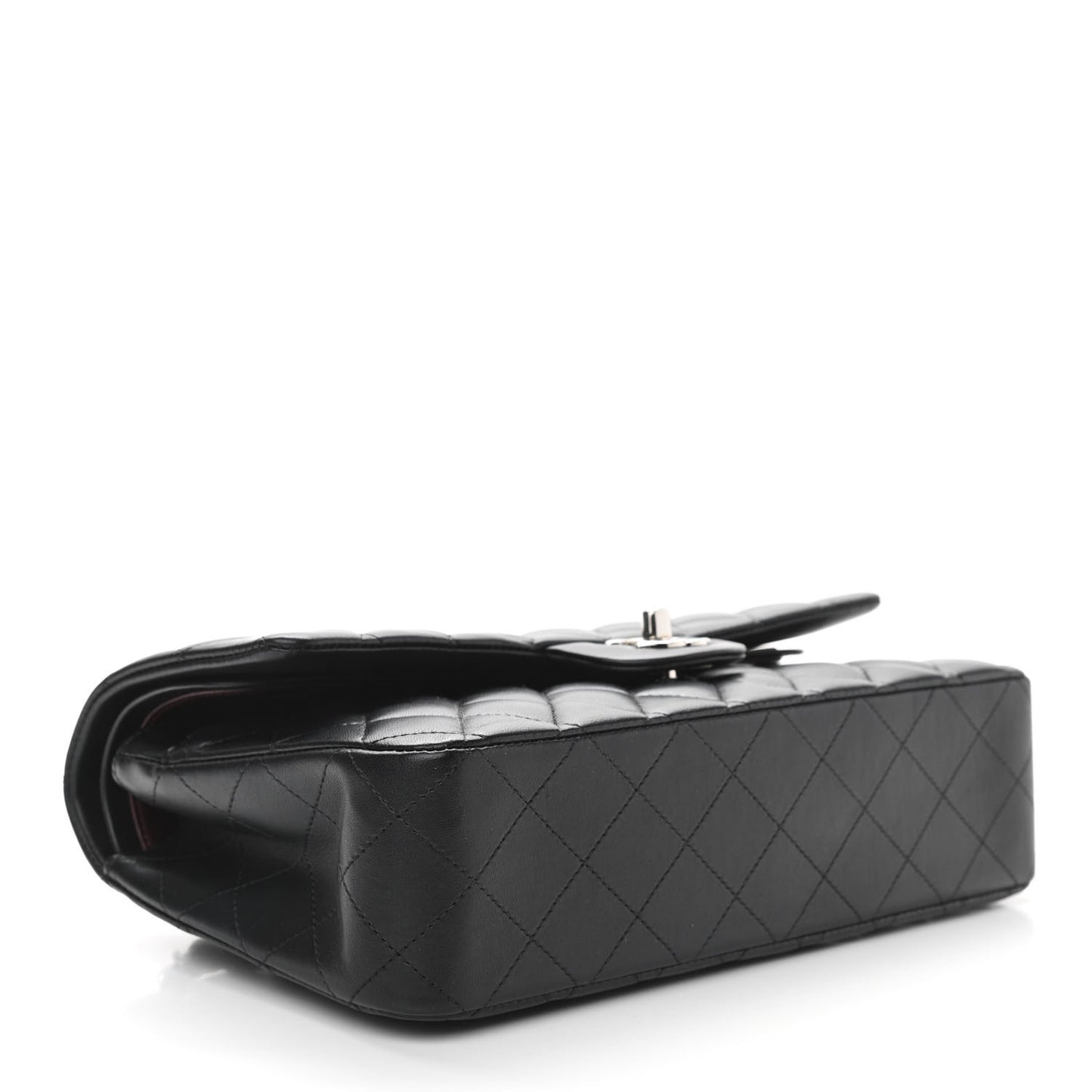 Lambskin Quilted Medium Double Flap Black