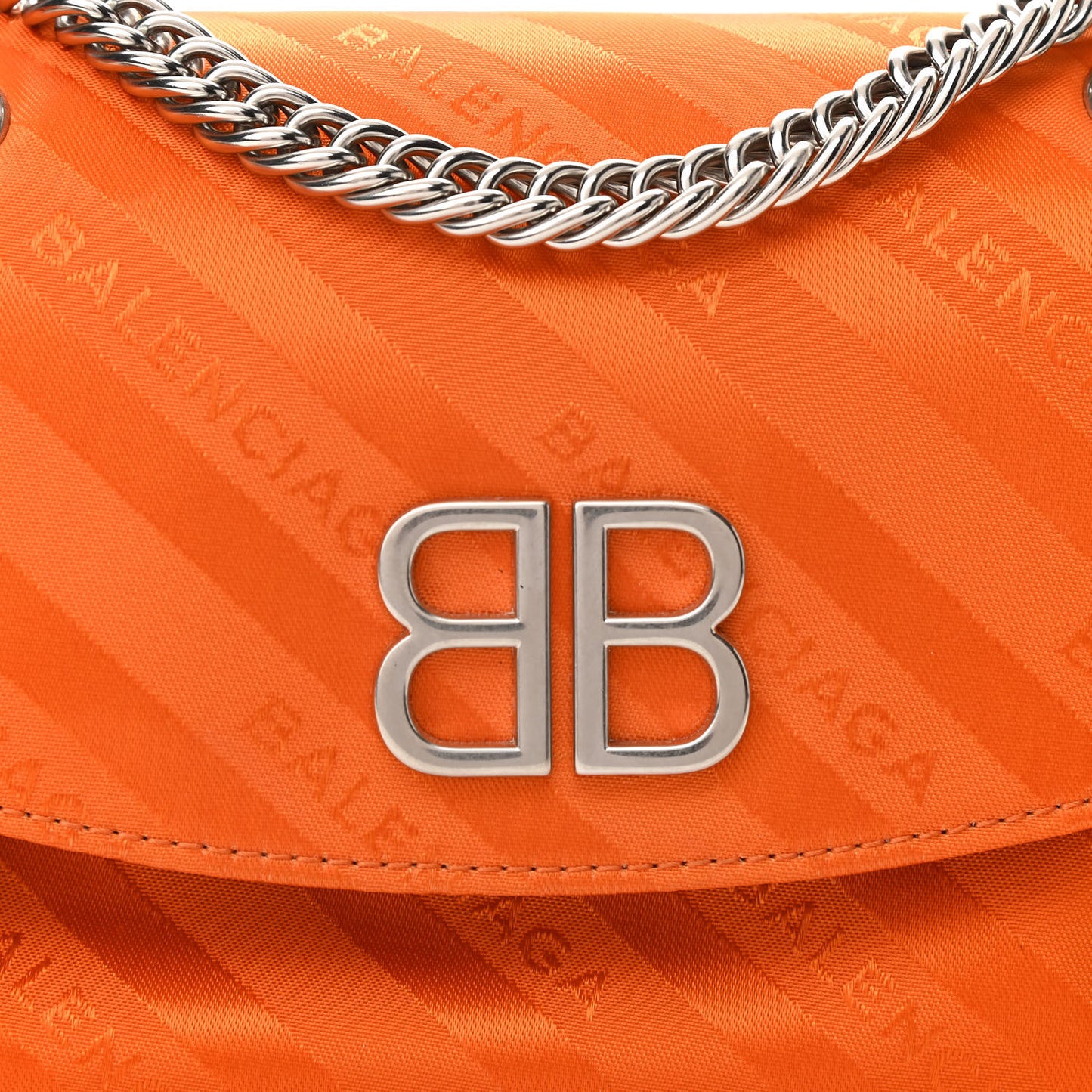 Nylon Jacquard Diagonal Logo S BB Round Shoulder Bag Orange Sanguine