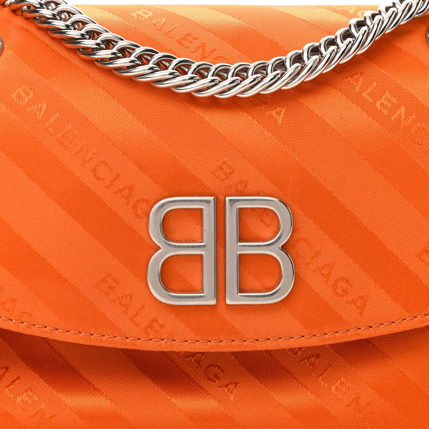 Balenciaga Nylon Jacquard Diagonal Logo S BB Round Shoulder Bag Orange Sanguine 6 of 8