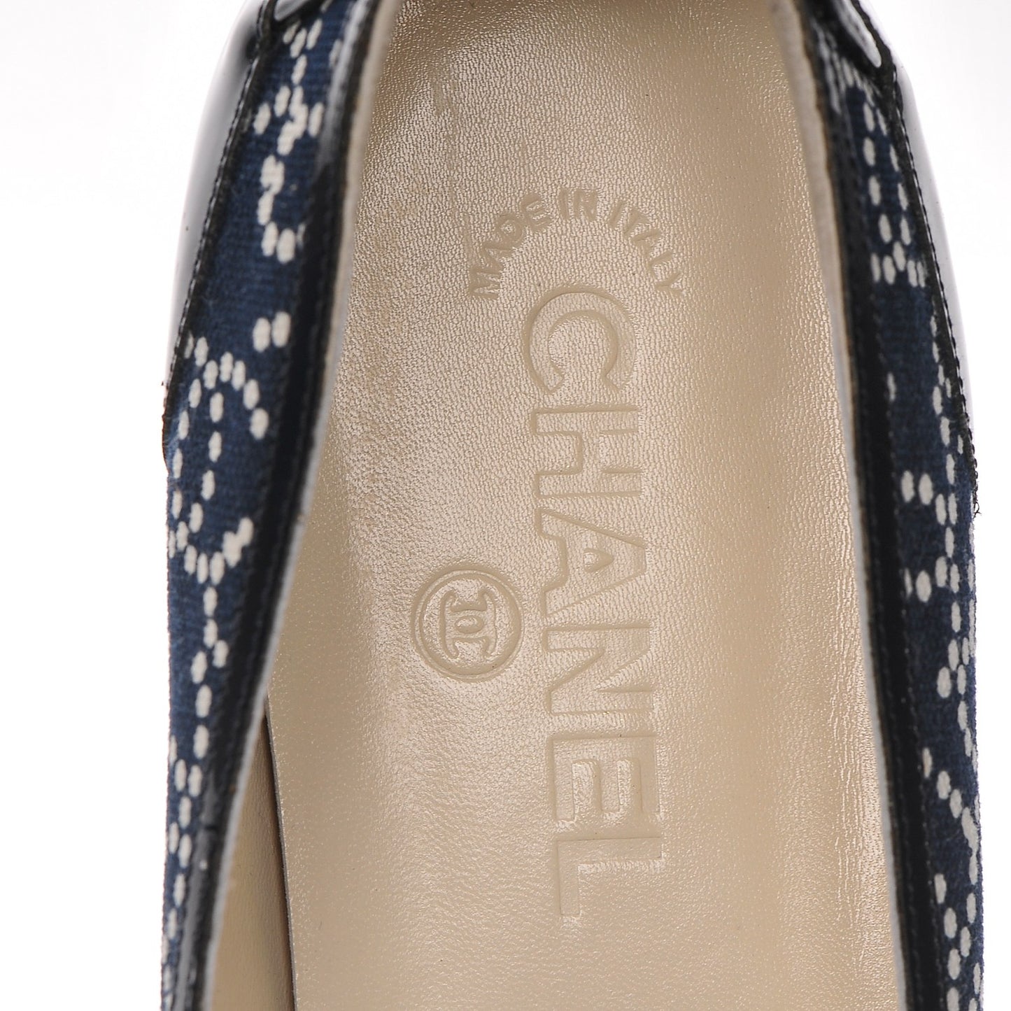 Canvas Patent Ballerina Flats 41.5 Navy Blue