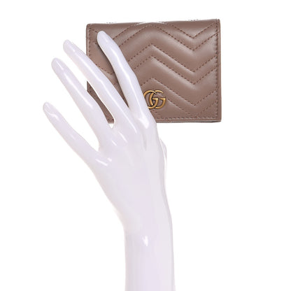Gucci Calfskin Matelasse GG Marmont Card Case Wallet Porcelain Rose 2 of 8
