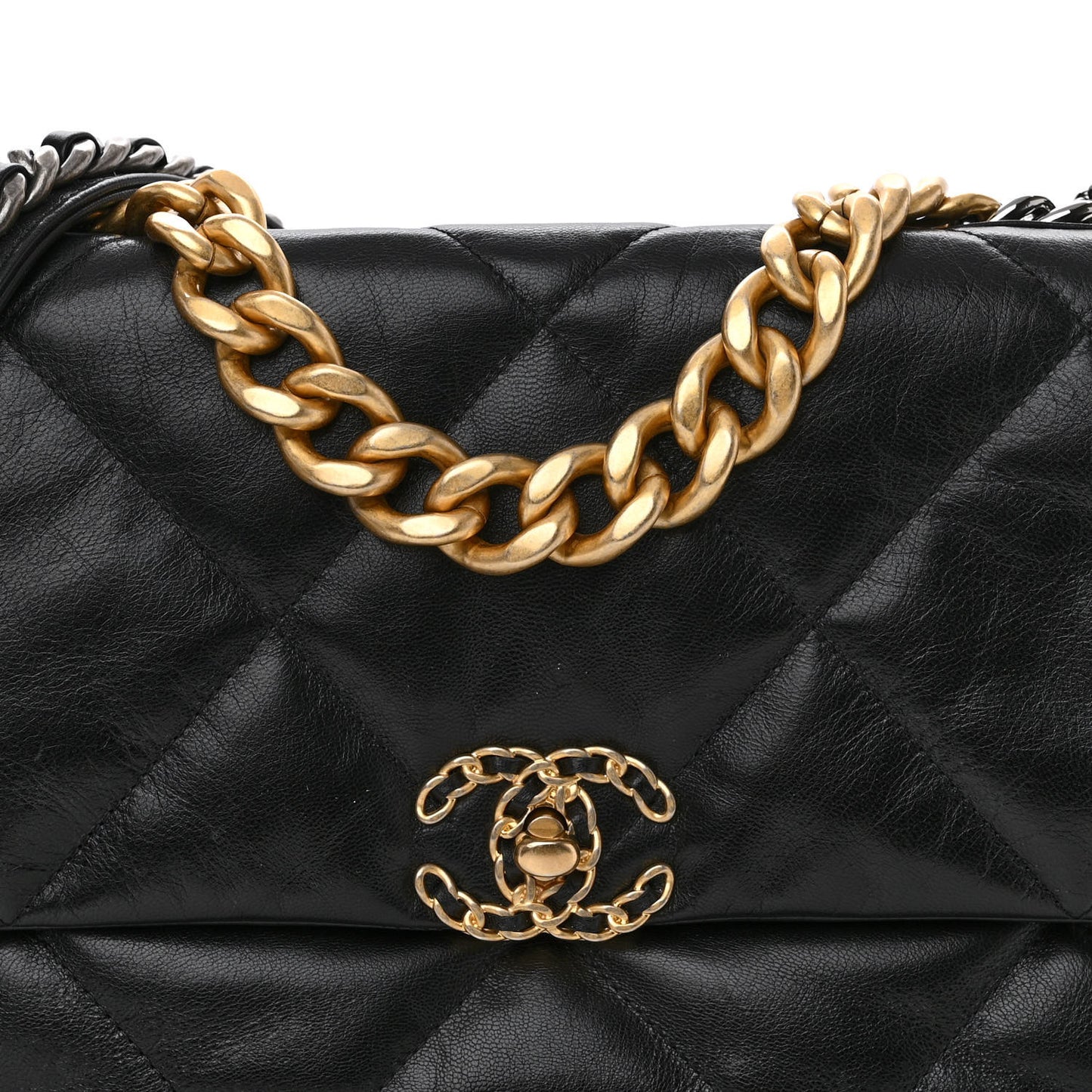 Lambskin Quilted Large Chanel 19 Flap Black