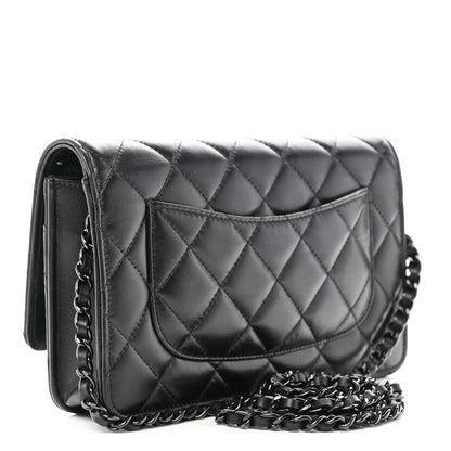 Chanel Lambskin Quilted Wallet On Chain WOC So Black 3 of 11