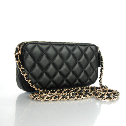 Chanel Lambskin Quilted Small Clutch With Chain Black 3 of 8