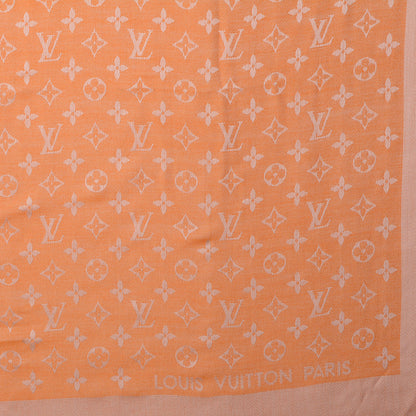 Louis Vuitton Wool Silk Monogram Denim Shawl Piment 1 of 5