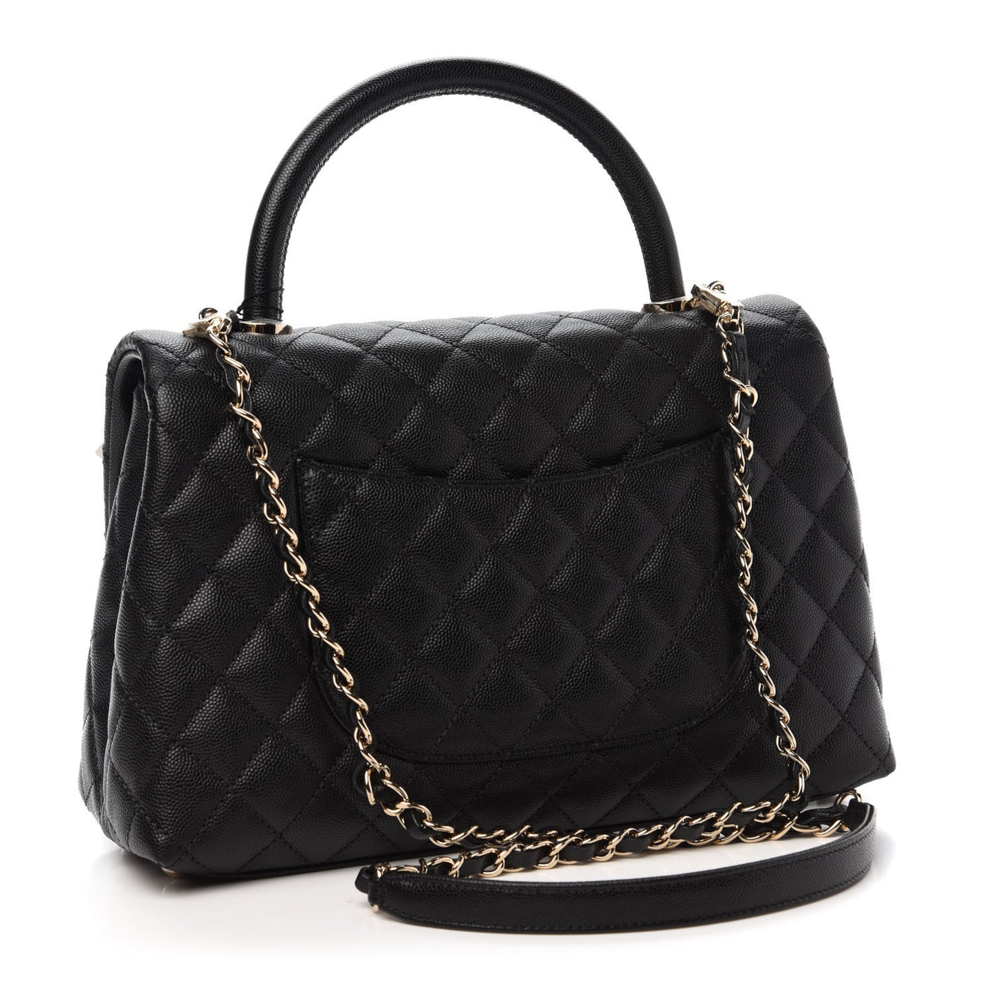 Caviar Quilted Small Coco Handle Flap Black