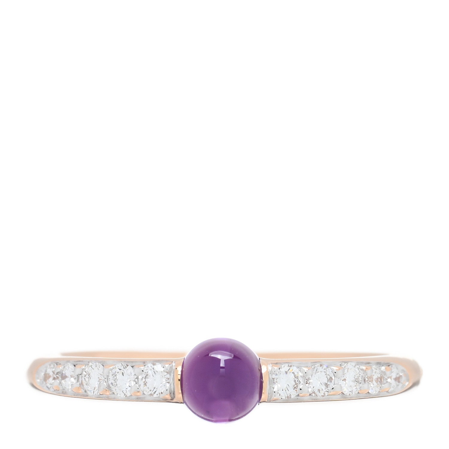 Pomellato 18K Rose Gold Amethyst Diamond M'Ama Non M'Ama Ring 55 7.25 1 of 5
