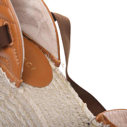 Gucci Nappa Matelasse GG Marmont Ankle Wrap Platform 35/120mm Espadrille Wedges 35 Cognac 8 of 8