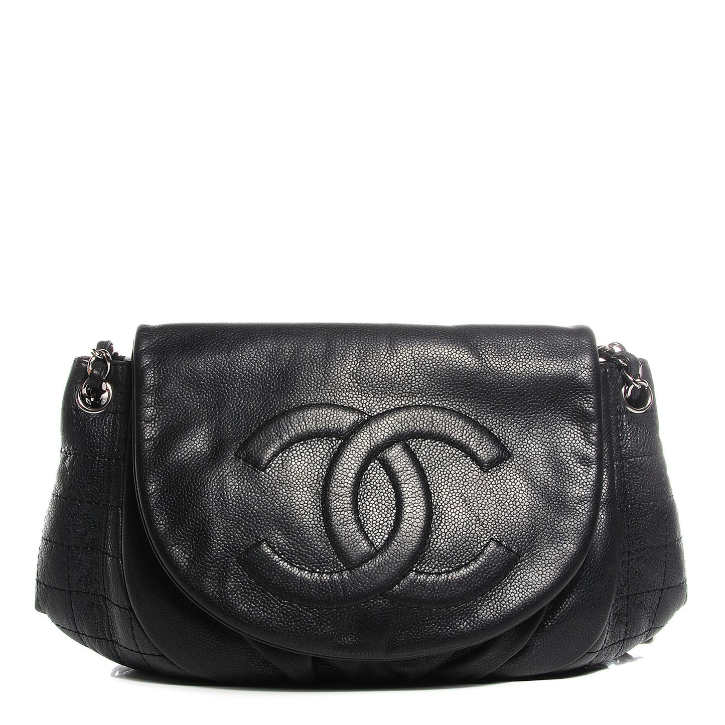 Caviar Half Moon Large Flap Black