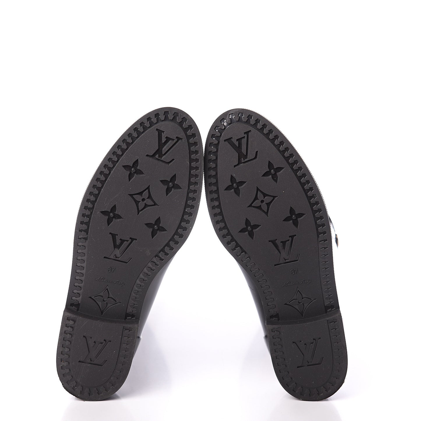 Rubber Embossed Monogram Drops High Rain Boots 37 Black