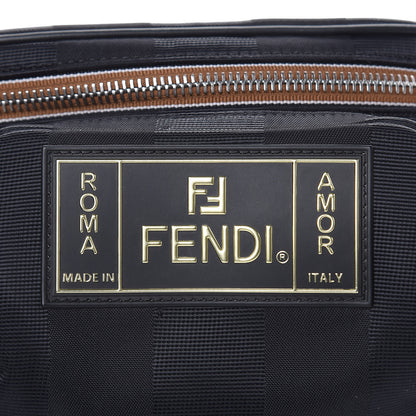 Fendi Nylon Vitello Century Pequin Logo Plate Pocket Belt Bag Black 7 of 9