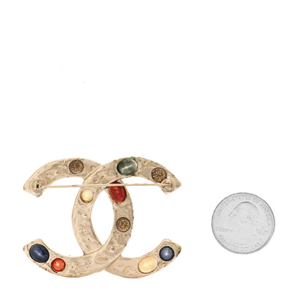 Chanel Metal Resin Crystal CC Brooch Gold 2 of 4