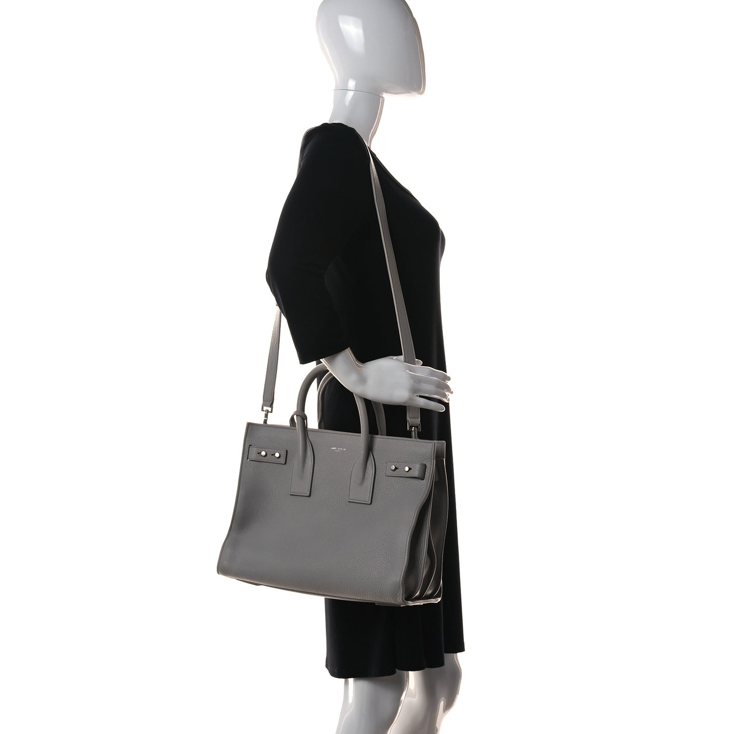 Grained Calfskin Small Supple Sac De Jour Mouse Grey