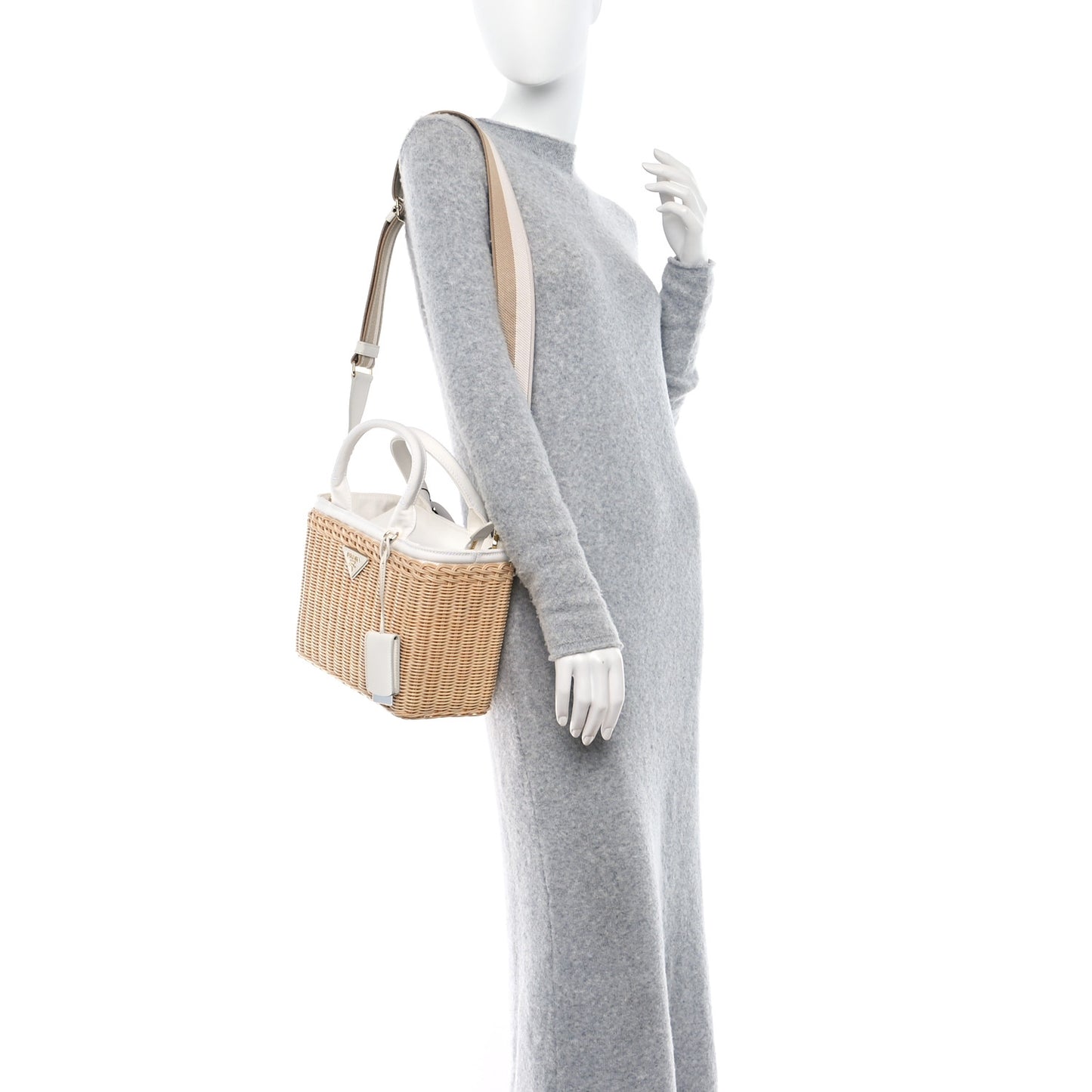 Wicker Canvas Tote Naturale White