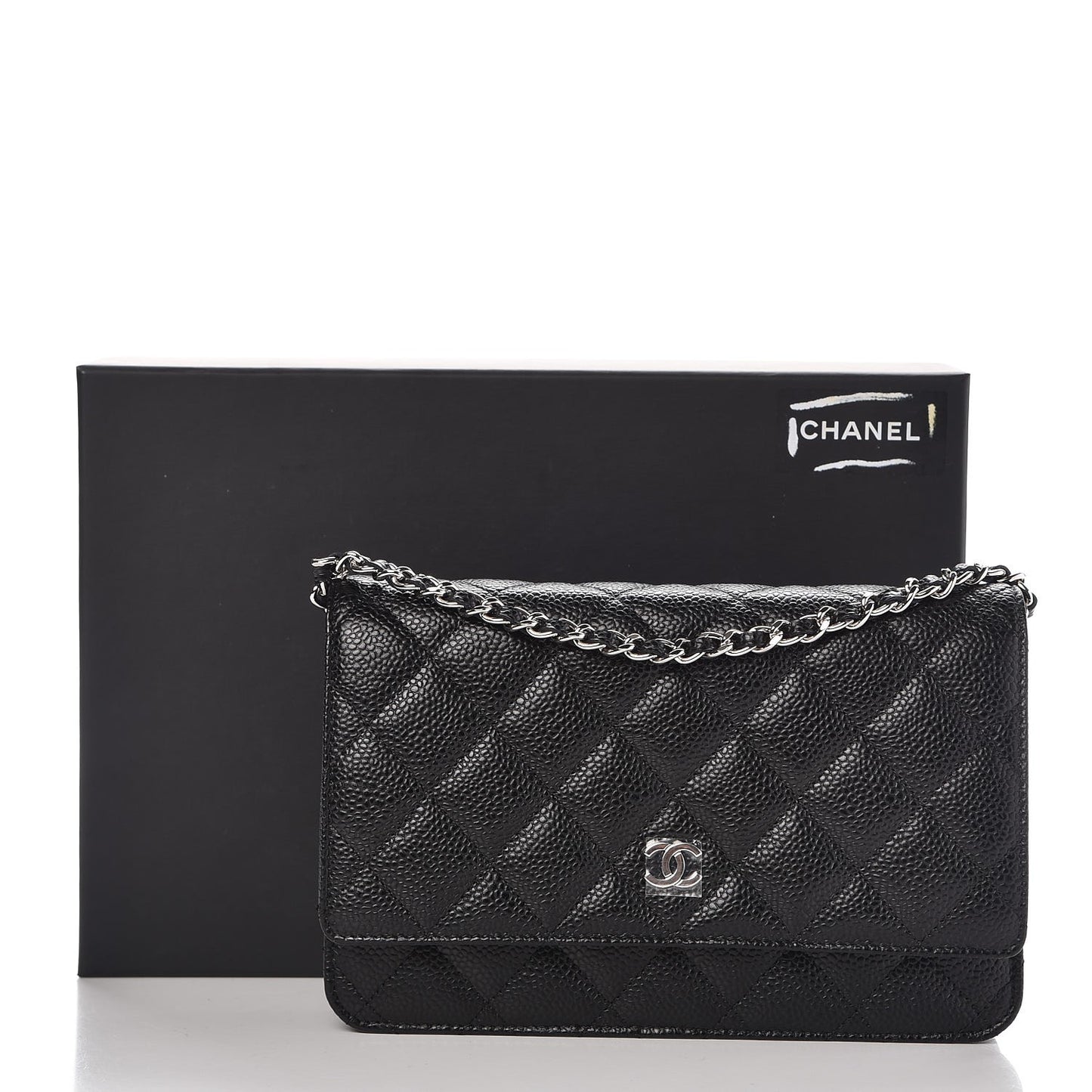 Caviar Quilted Wallet On Chain WOC Black