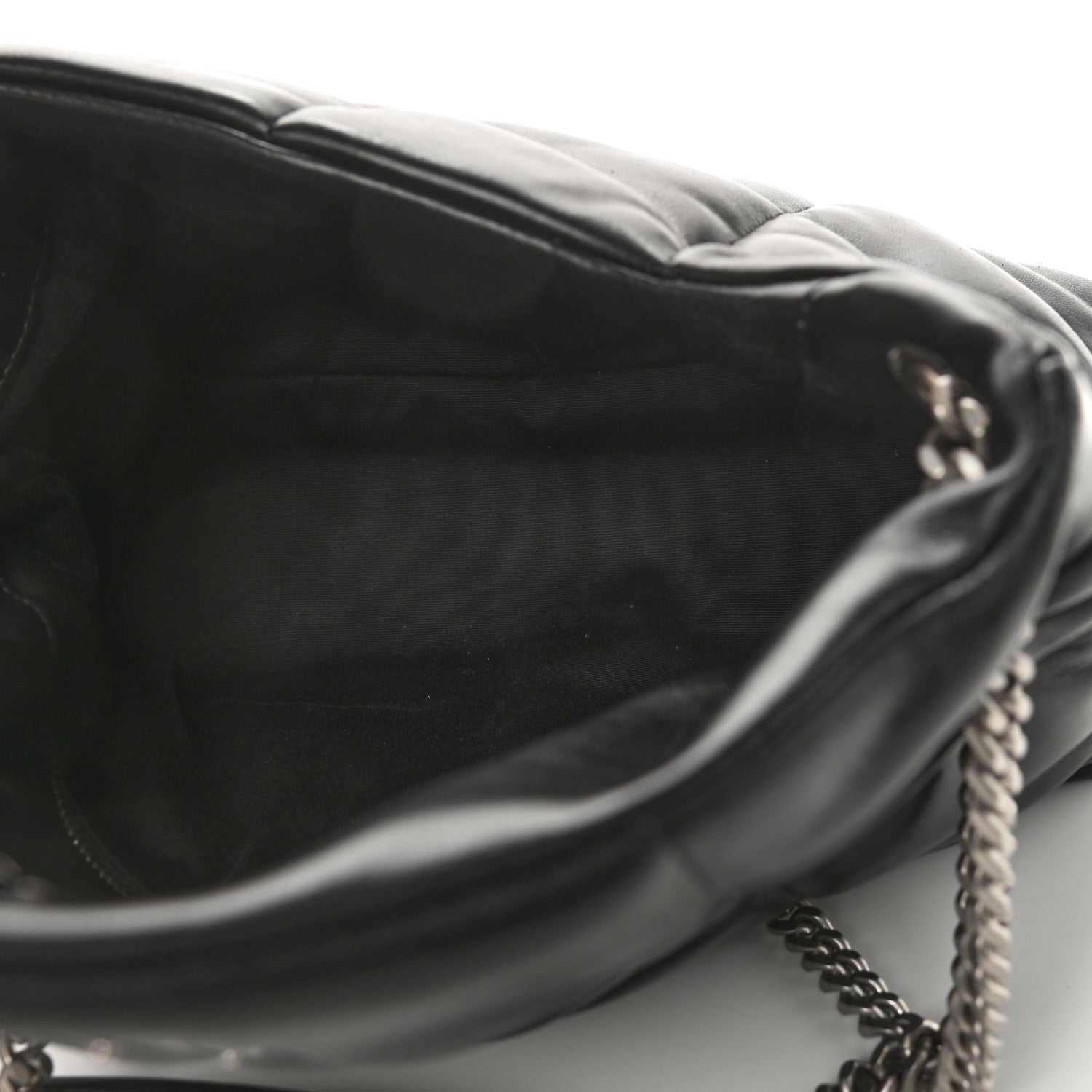 Saint Laurent Lambskin Quilted Small Loulou Puffer Monogram Chain Satchel Black 5 of 9