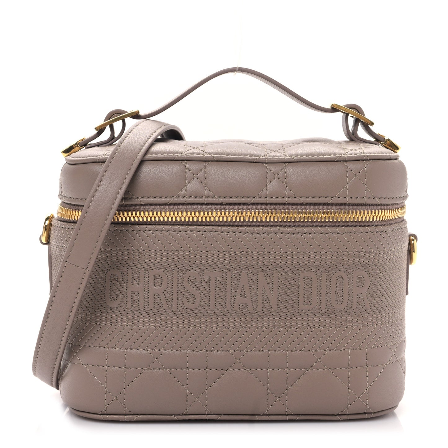 Lambskin Cannage Small Diortravel Vanity Case Warm Taupe