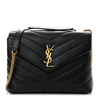 Saint Laurent Calfskin Y Quilted Monogram Small Loulou Chain Satchel Black 1 of 9