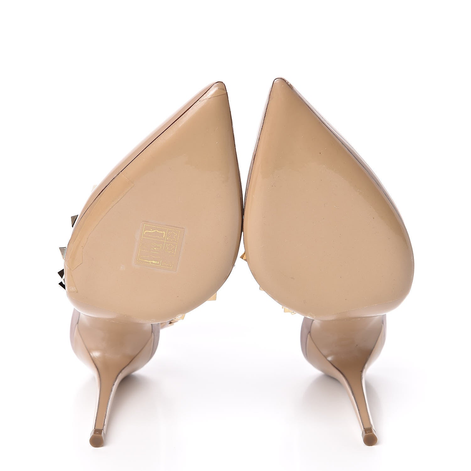 Valentino Garavani Patent Nappa Rockstud Ankle Strap 100mm Pumps 37.5 Camel Rose Poudre 5 of 8