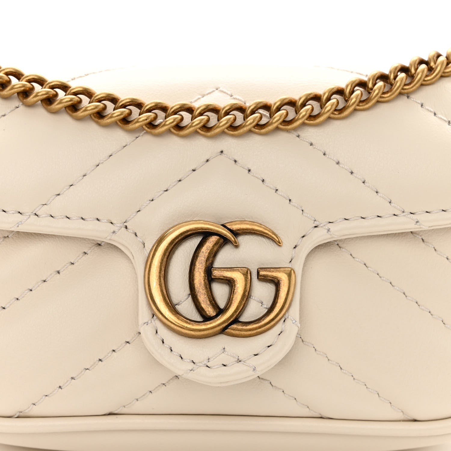 Gucci Calfskin Matelasse Heart GG Marmont 2.0 Coin Purse On A Chain Mystic White 7 of 9