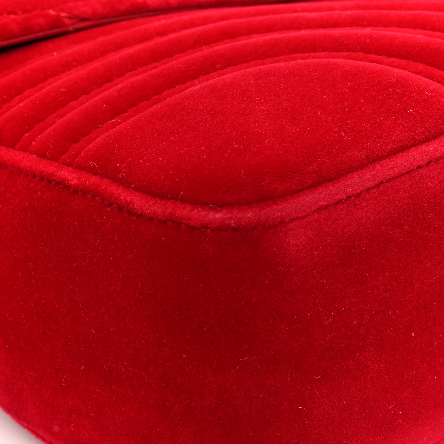 Gucci Velvet Matelasse Medium GG Marmont Shoulder Bag Hibiscus Red 12 of 17