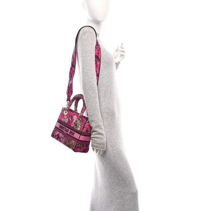 Christian Dior Toile de Jouy Voyage Embroidered Medium Lady D-Lite Fuchsia Multicolor 2 of 10