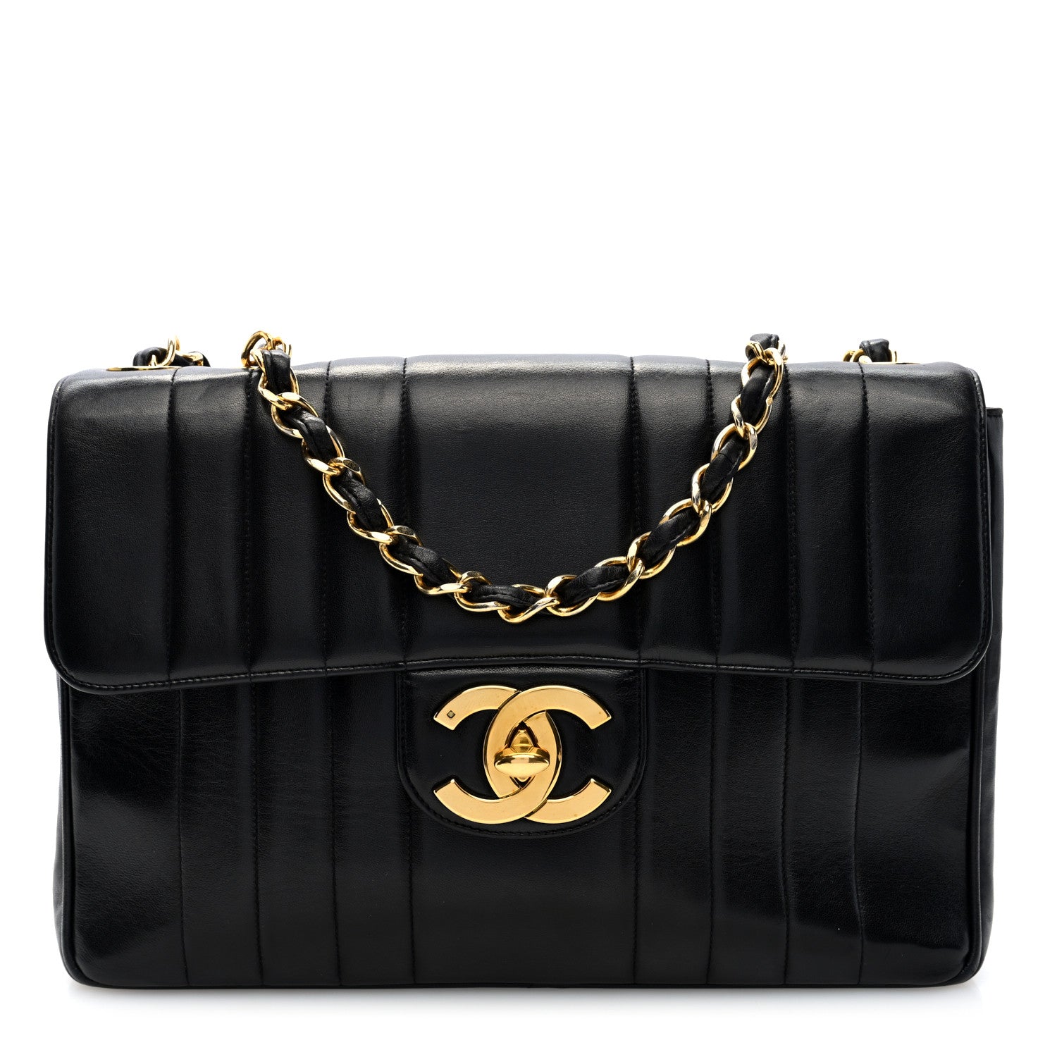 Chanel Lambskin Vertical Quilt Jumbo Single Flap Black 1 of 10