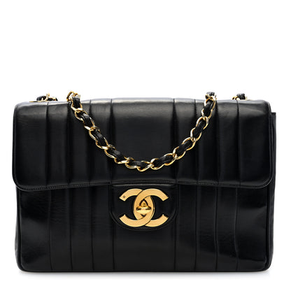 Chanel Lambskin Vertical Quilt Jumbo Single Flap Black 1 of 10