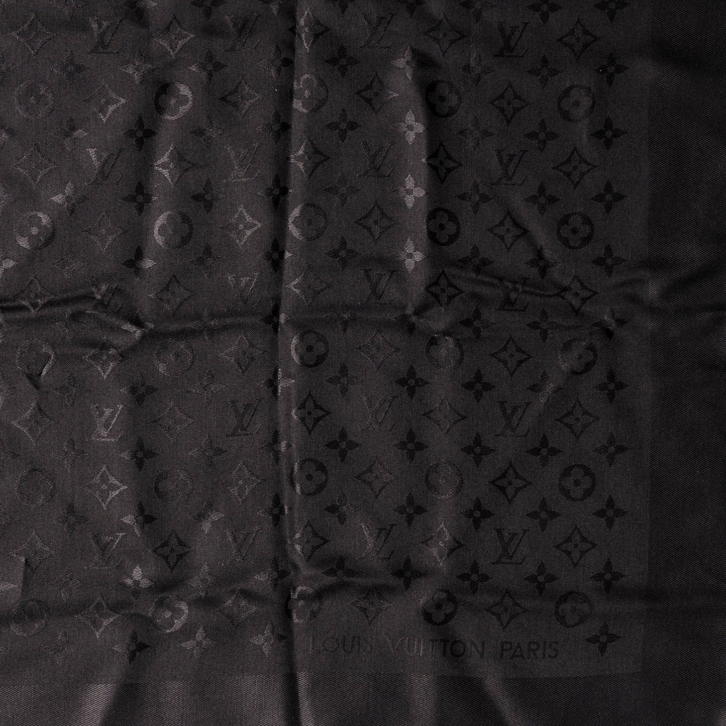 Silk Wool Monogram Shawl Black