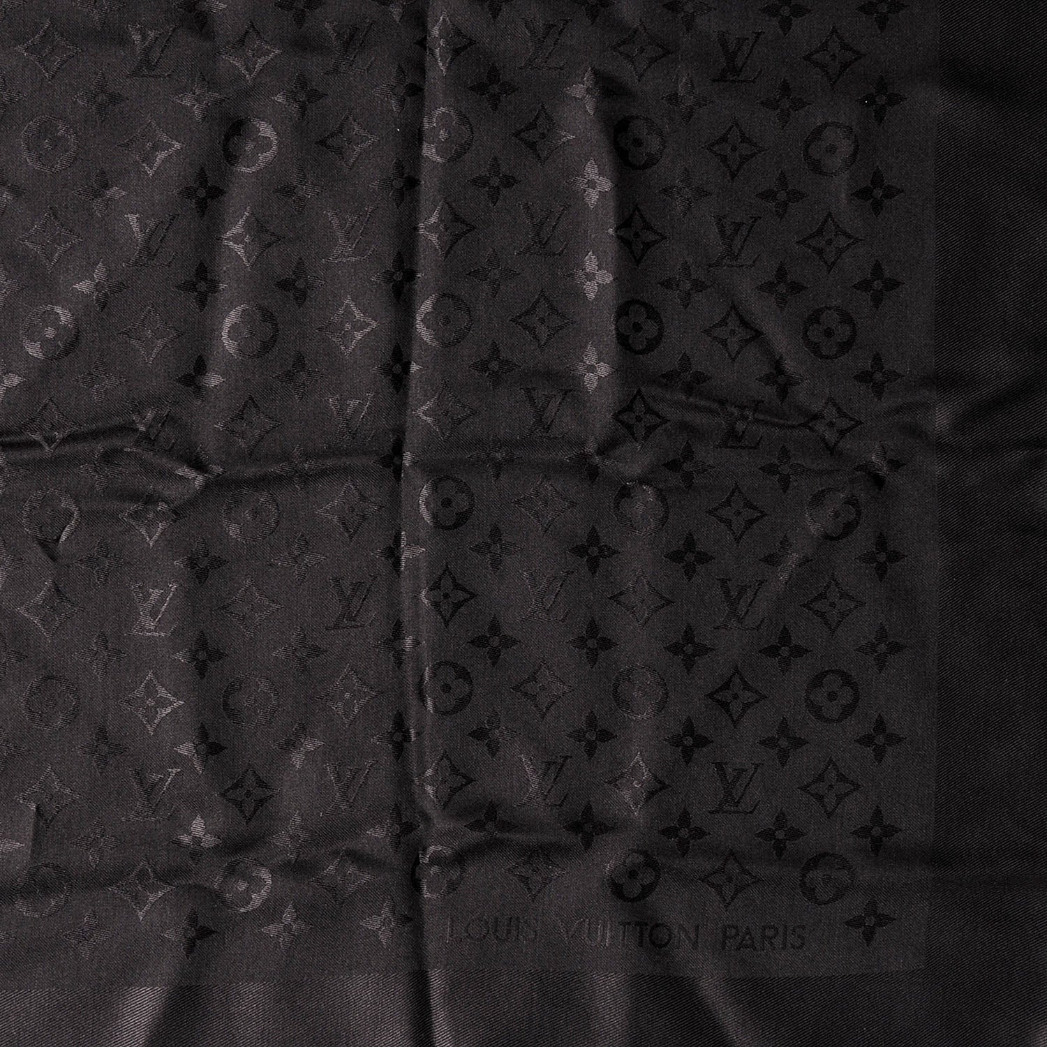 Louis Vuitton Silk Wool Monogram Shawl Black 1 of 4
