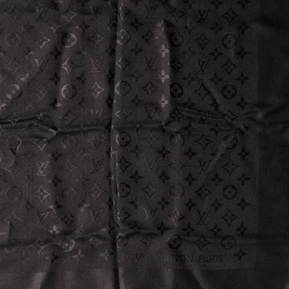 Louis Vuitton Silk Wool Monogram Shawl Black 1 of 4