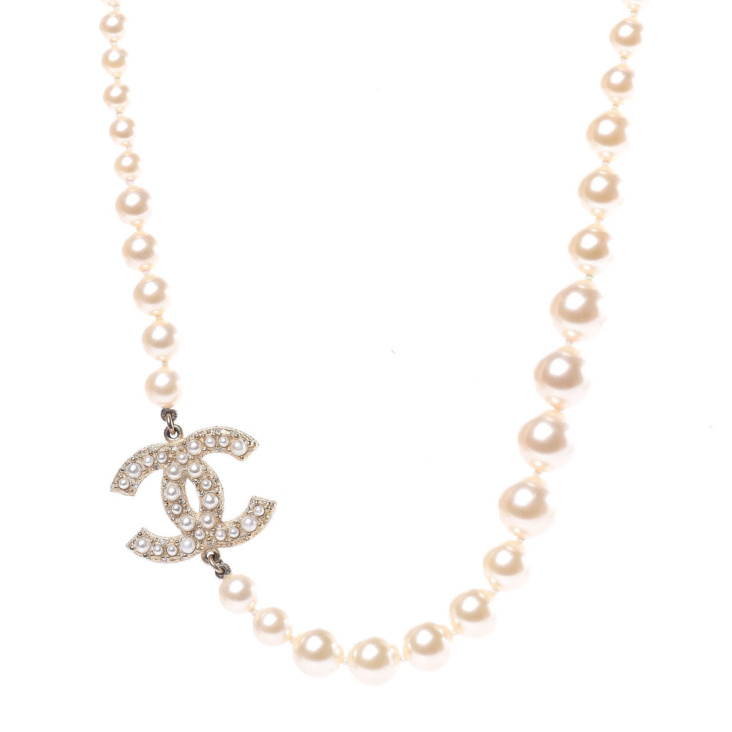 Chanel Pearl CC 100th Anniversary Necklace Light Gold 1 of 5