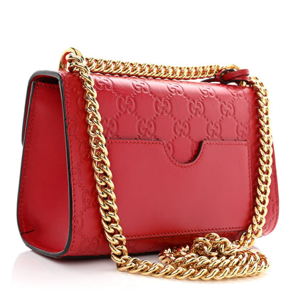 Gucci Guccissima Small Padlock Shoulder Bag Hibiscus Red 3 of 13
