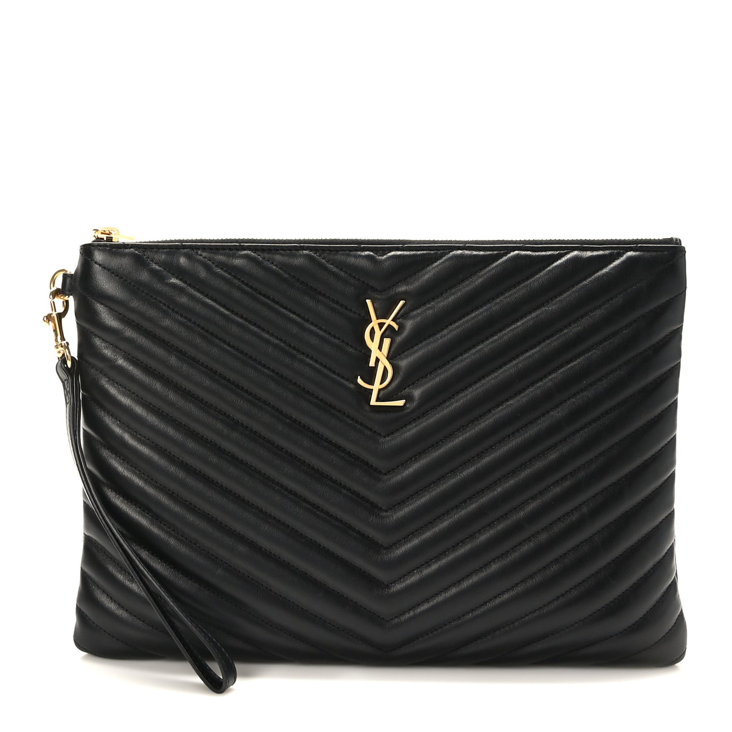 Calfskin Matelasse Monogram Cassandre Tablet Pouch Black