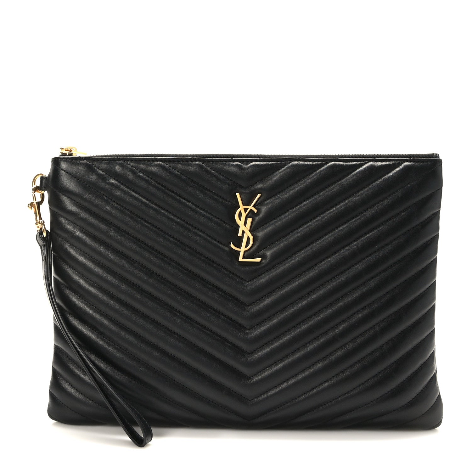 Saint Laurent Calfskin Matelasse Monogram Cassandre Tablet Pouch Black 1 of 8