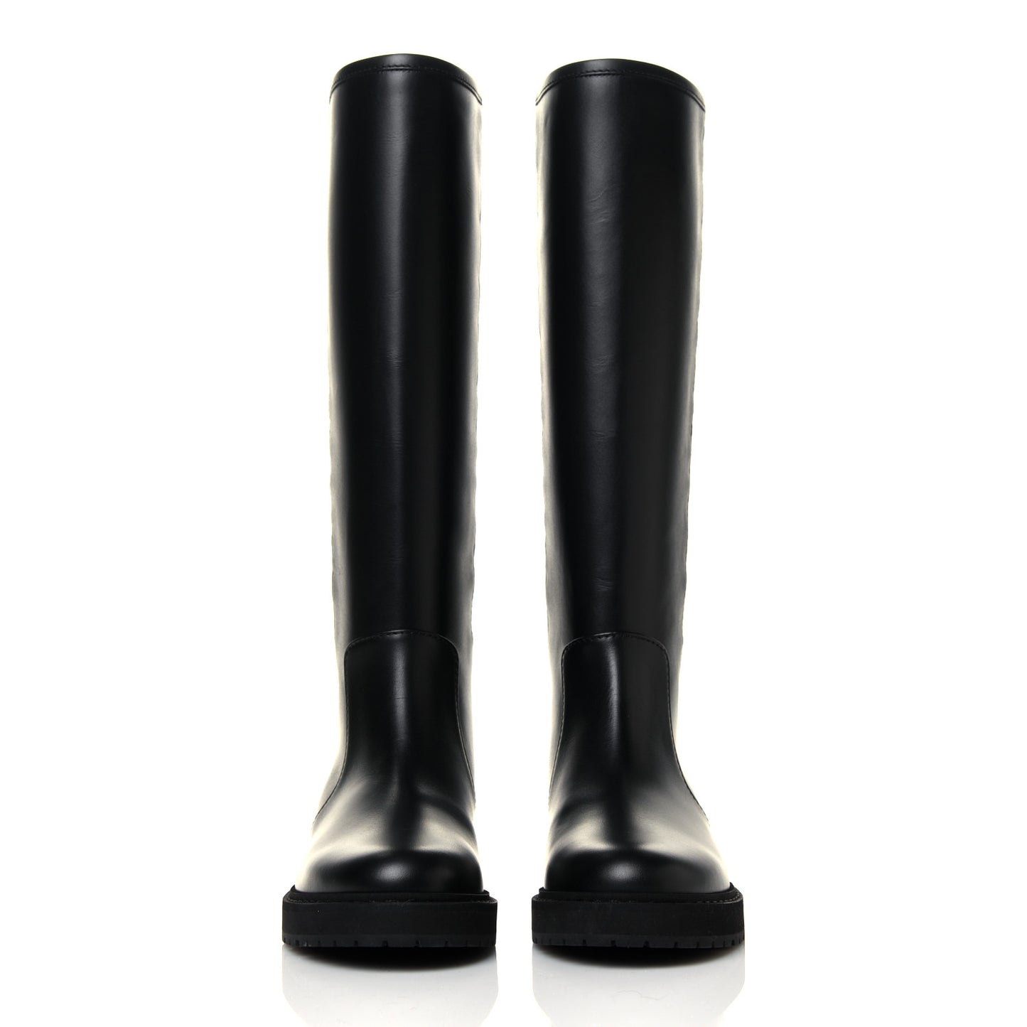 Vitello Nappa FF Embossed Tall Boots 35.5 Black