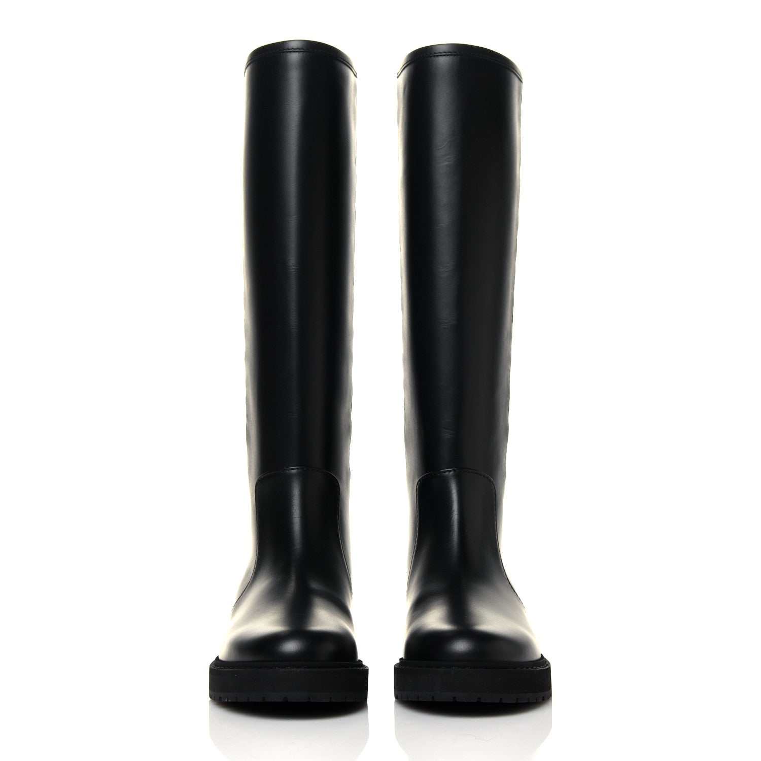 Fendi Vitello Nappa FF Embossed Tall Boots 35.5 Black 2 of 7