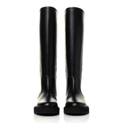 Fendi Vitello Nappa FF Embossed Tall Boots 35.5 Black 2 of 7