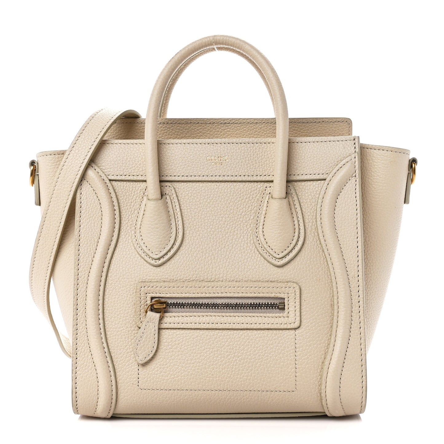 Drummed Calfskin Nano Luggage Ivory