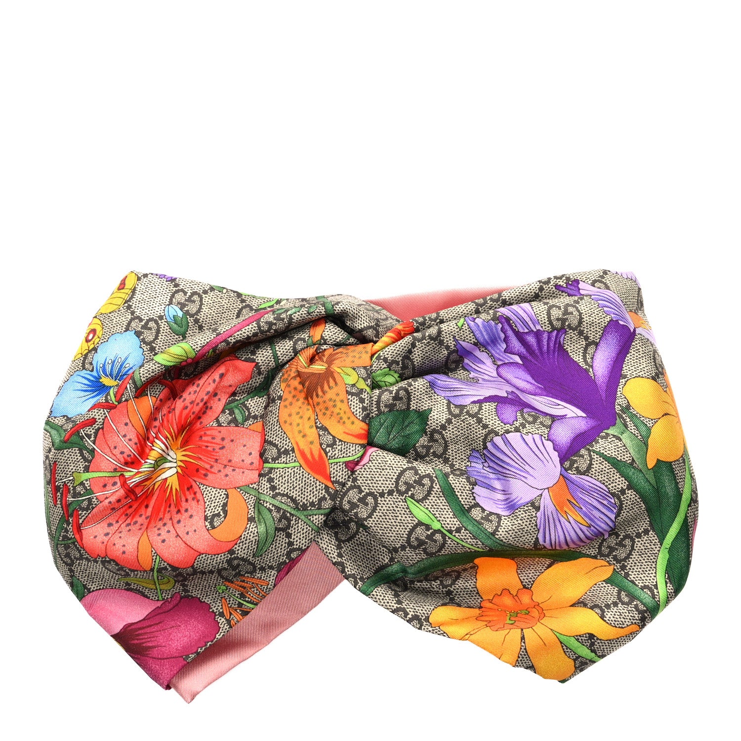 Gucci Silk Monogram Flora Print Headband M Pink 1 of 4