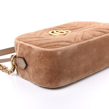 Gucci Velvet Matelasse Small GG Marmont Chain Shoulder Bag Taupe 5 of 9