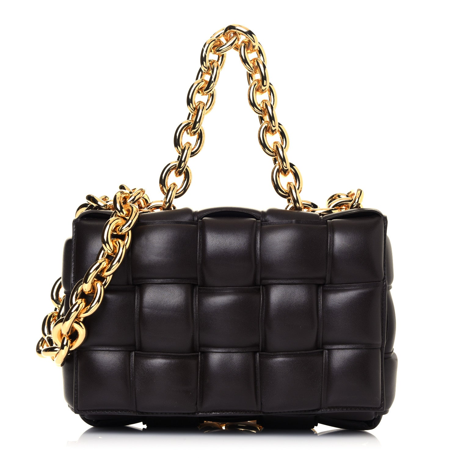 Bottega Veneta Lambskin Maxi Intreccio Padded Chain Cassette Crossbody Bag Black 1 of 12