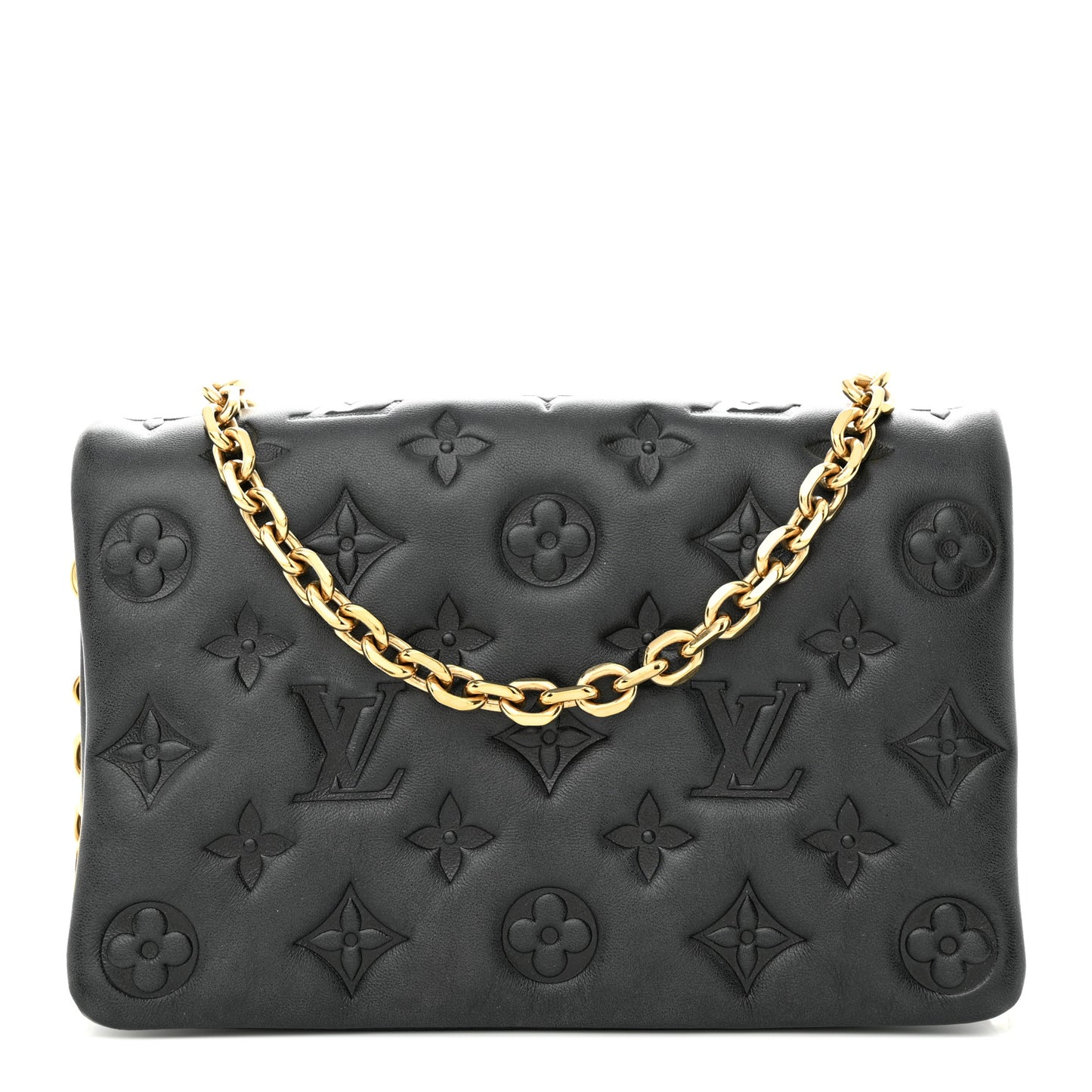 Lambskin Embossed Monogram Pochette Coussin Black