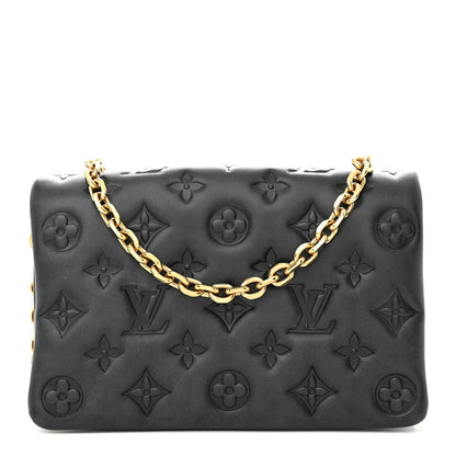 Louis Vuitton Lambskin Embossed Monogram Pochette Coussin Black 1 of 11